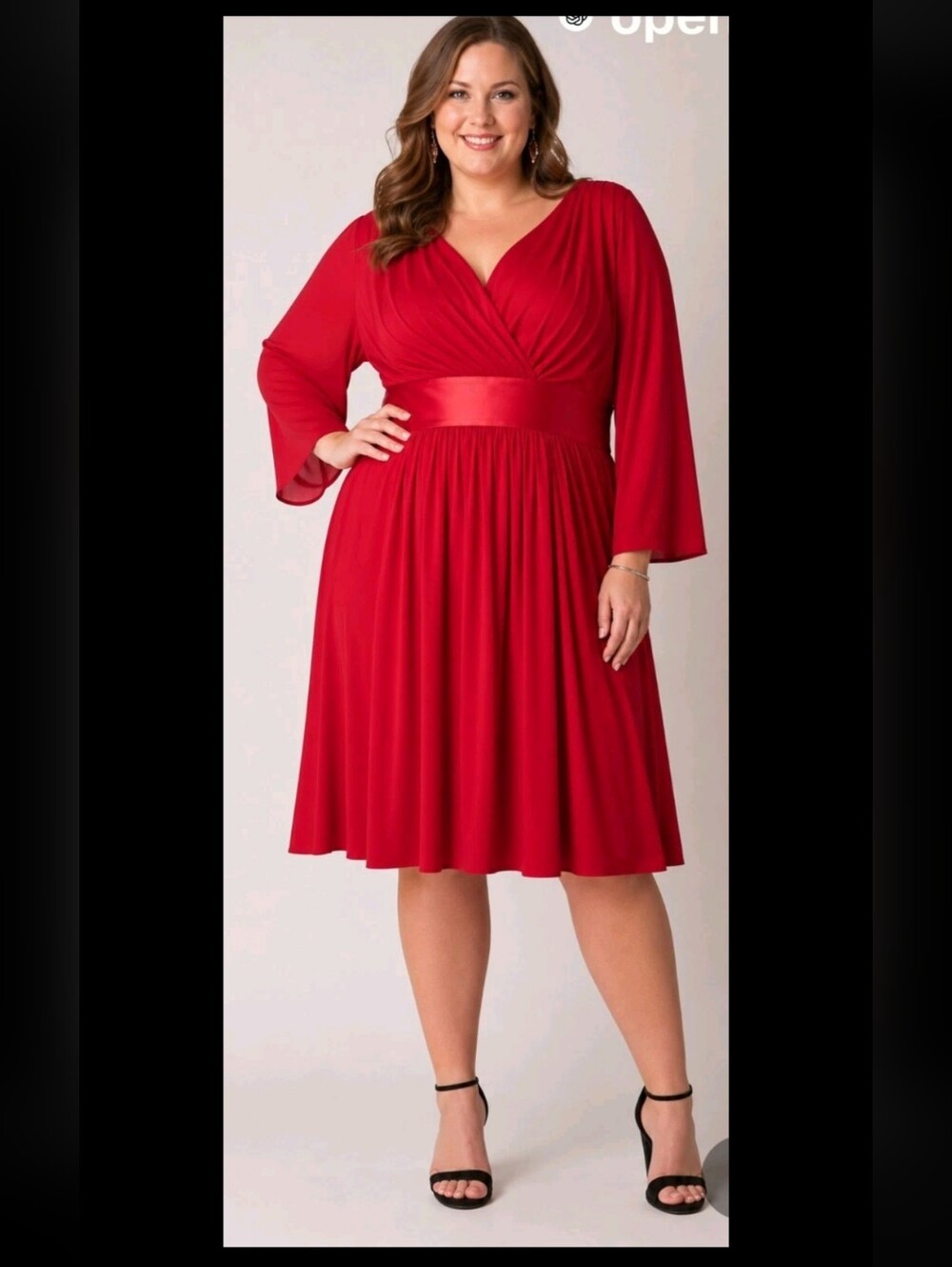 Cato Women’s Dress Size Large Red Empire Waist A-Line Faux Wrap Midi